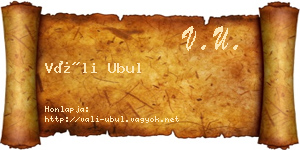 Váli Ubul névjegykártya